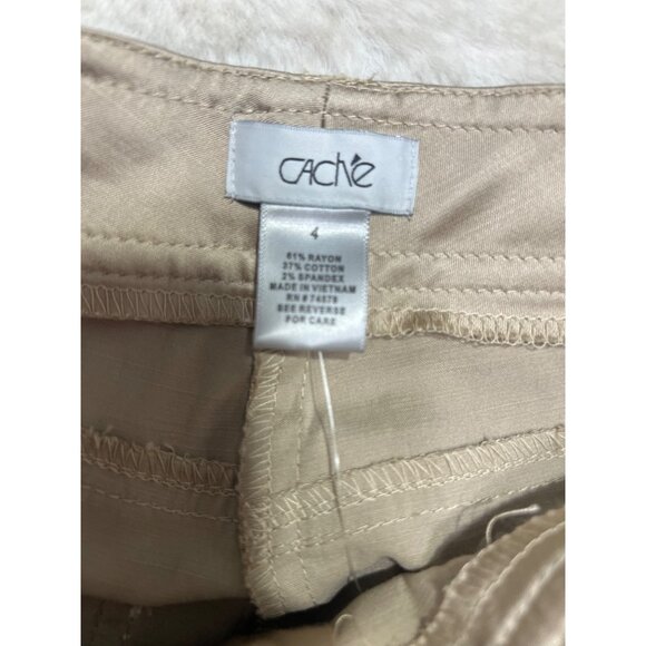 Cache Gold Cargo Capri Pants women Size 4 Rayon Blend - Picture 4 of 5